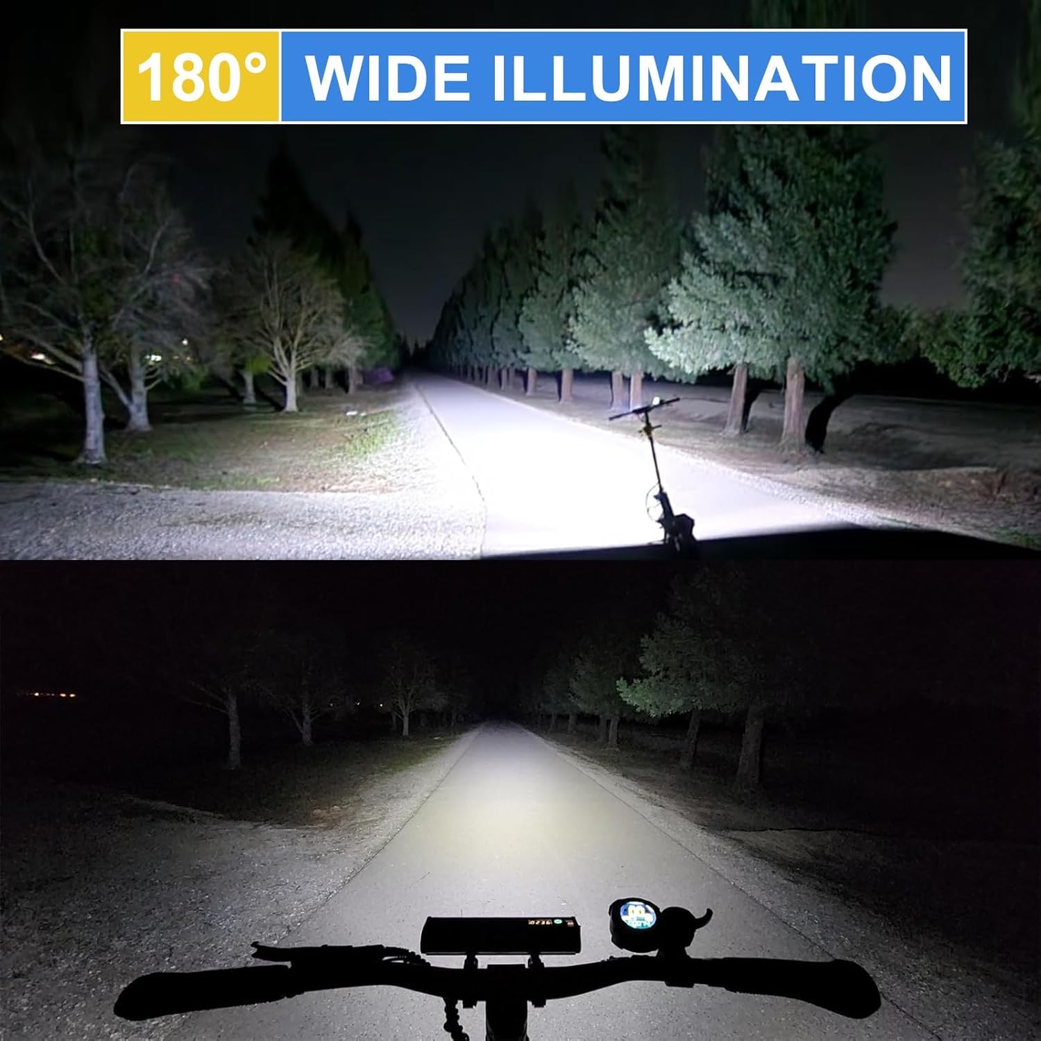 4800 Lumen Superhelle Fahrradlampe mit 17 LED, 10000mAh Mobile Leistung, USB Wiederaufladbare Fahrradlicht mit Digitaler Leistungsanzeige, IP65 Wasserdicht für Straße, MTB Off-Road Radfahren Pendeln