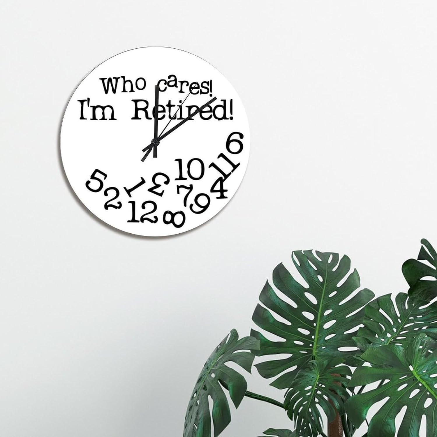 ArogGeld White Wall Clock Who Cares I'm Retired 15 Inch Wall Clocks Battery Operated Happy Retirement Silent Non-Ticking Farmhouse Wall Decor for Bedroom Living Room