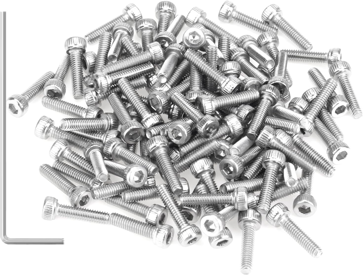 105 Pieces M2 x 10mm Socket Head Cap Screws, Thread Pitch 0.4mm, Sutemribor M2 Screws, 304 Stainless Steel, Fully Threaded, Silver
