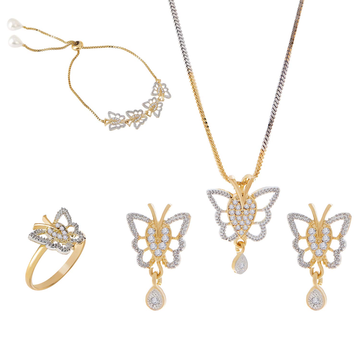 See full amazon price history chart for ZENEME Jewellery Set Gold Plated American Diamond Traditional Stylish Pendant Set, Ring, Bracelet with Earring Jewellery for Women & Girls (Design-3) ZENEME Jewellery Set Gold Plated American Diamond Traditional Stylish Pendant Set, Ring, Bracelet with Earring Jewellery for Women & Girls (Design-3) (B08RK3S4Q8) Amazon Price History, Amazon Price Tracker