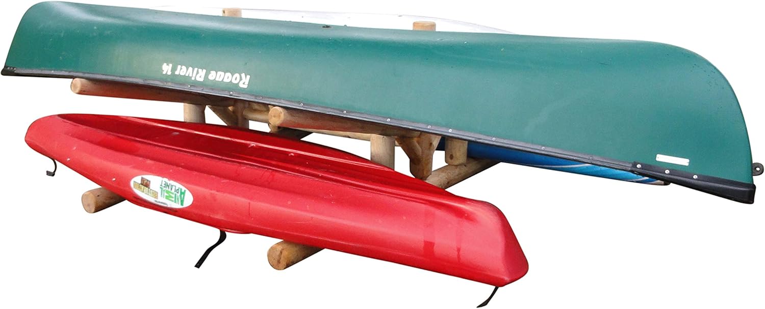 4-Place Lowest 2 Canoes + 2 Kayaks/SUP Log Rack, Surfboard Stand, Kayak Rack Organizer, SUP Storage Racks, Surfboard Outdoor Storage Racks for Garage, Canoe Stand - Unfinished
