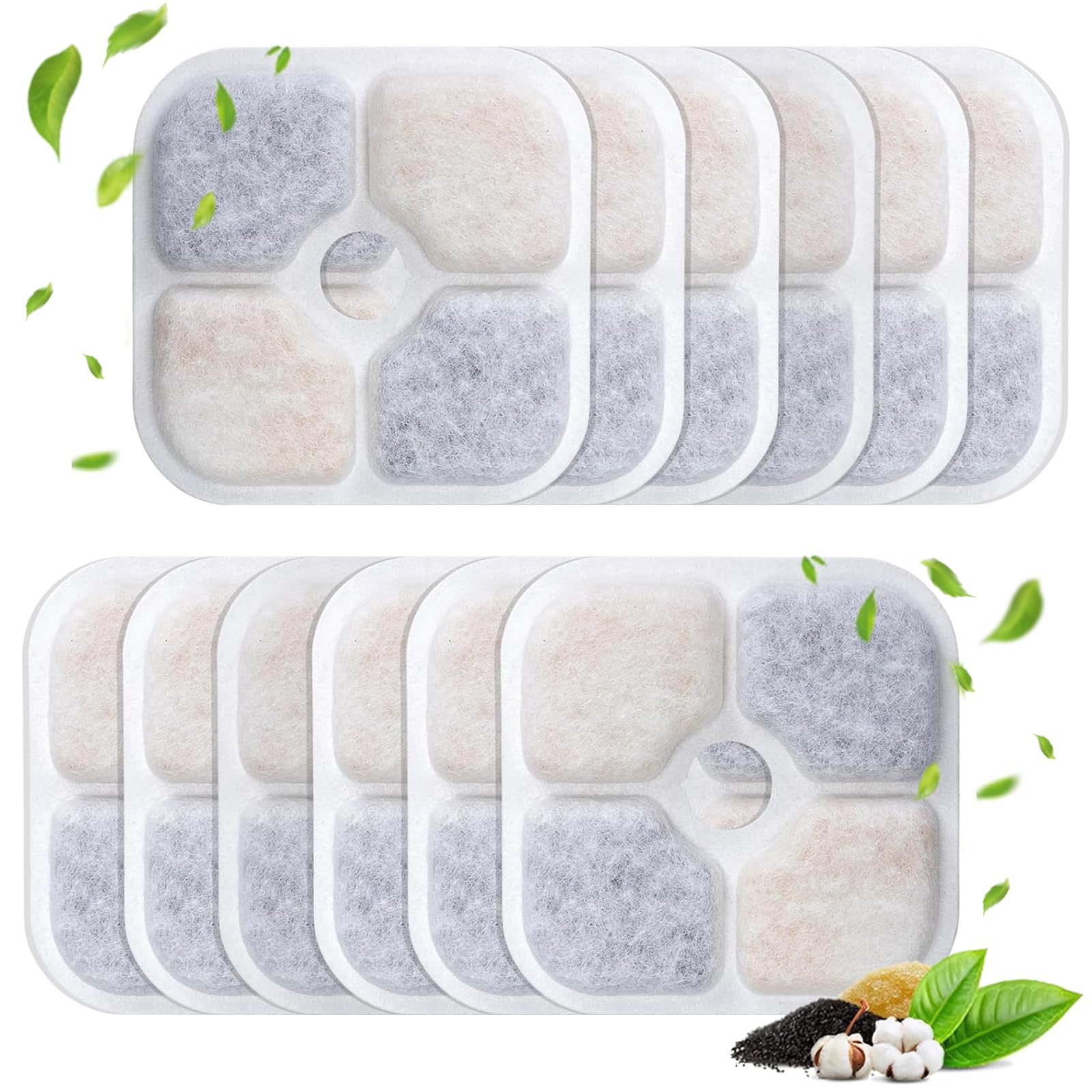 TQPXZO 16 fuentes de agua para gatos, filtro de repuesto de carbono activado por resina de tres capas, filtro para fuente de gato para fuente Catit Pixi