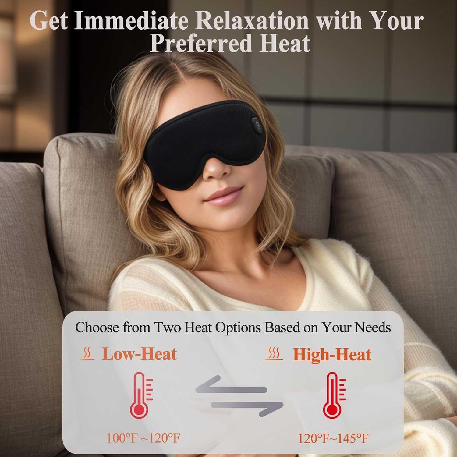 Heated Eye Masks for Dry Eyes | Vowleike 3D Cordless Rechargeable Warm Compress for Eyes | Washable Electric USB Thermal Eye Heating Pad for Stye, Blepharitis & MGD | Ideal Holiday Season Gift (Black)