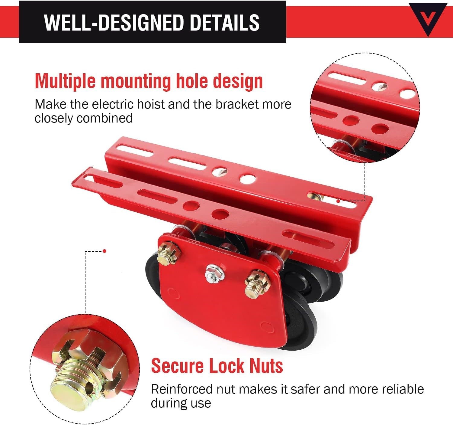 1Ton I Beam Trolley, Chariot De Palan Manuel De Grue Aérienne Lourd Avec Double Roues, Bride Réglable 2.68-4.33 En Pour Le Levage Industriel D'atelier Et Les Charges De Déplacement Sur Les Rails Droit
