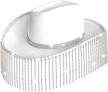 Amazon.com: Rhinestone Cowgirl hat and White Cowboy hat  display picture 3