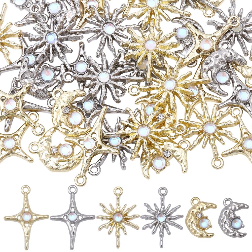 Pendentifs soleil lune étoile pour création bijoux bracelet collier boucle d'oreille résine