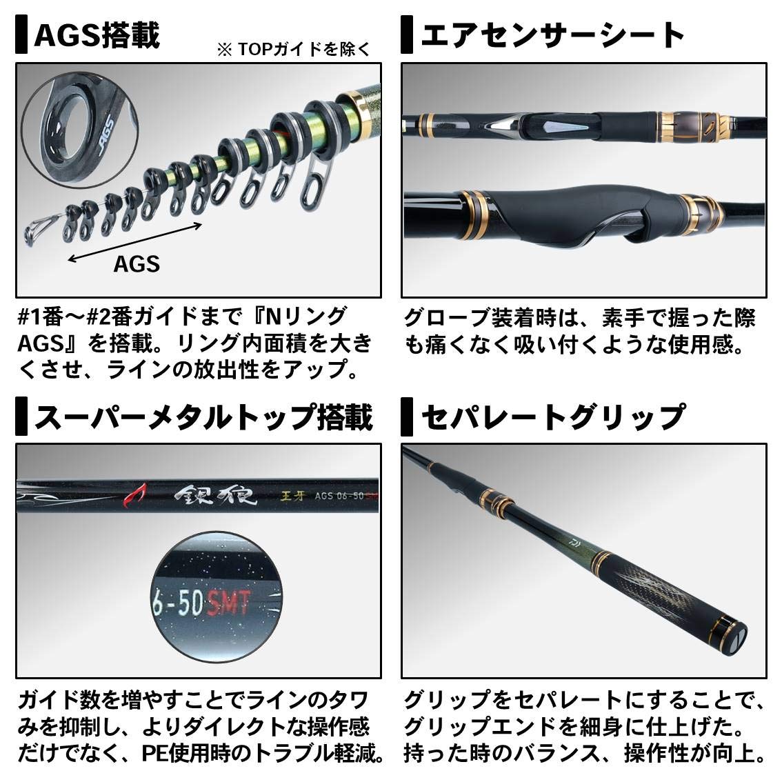 Amazon | ダイワ(DAIWA) チヌ・磯竿 銀狼王牙 AGS 1-53・R 釣り竿