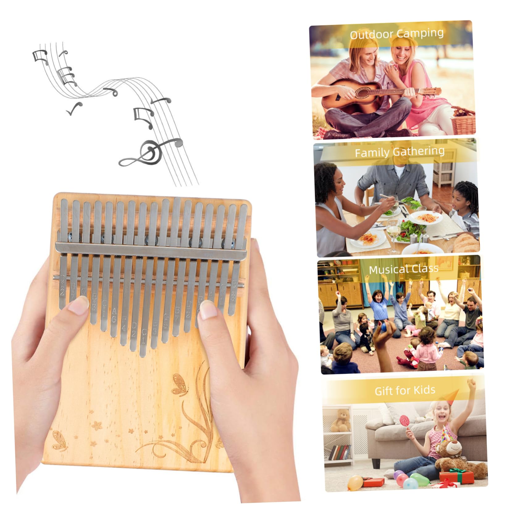 SUPVOX Portable 17-key Wooden Thumb Piano Beginner Student Kalimba Easy to Learn Perfect Children