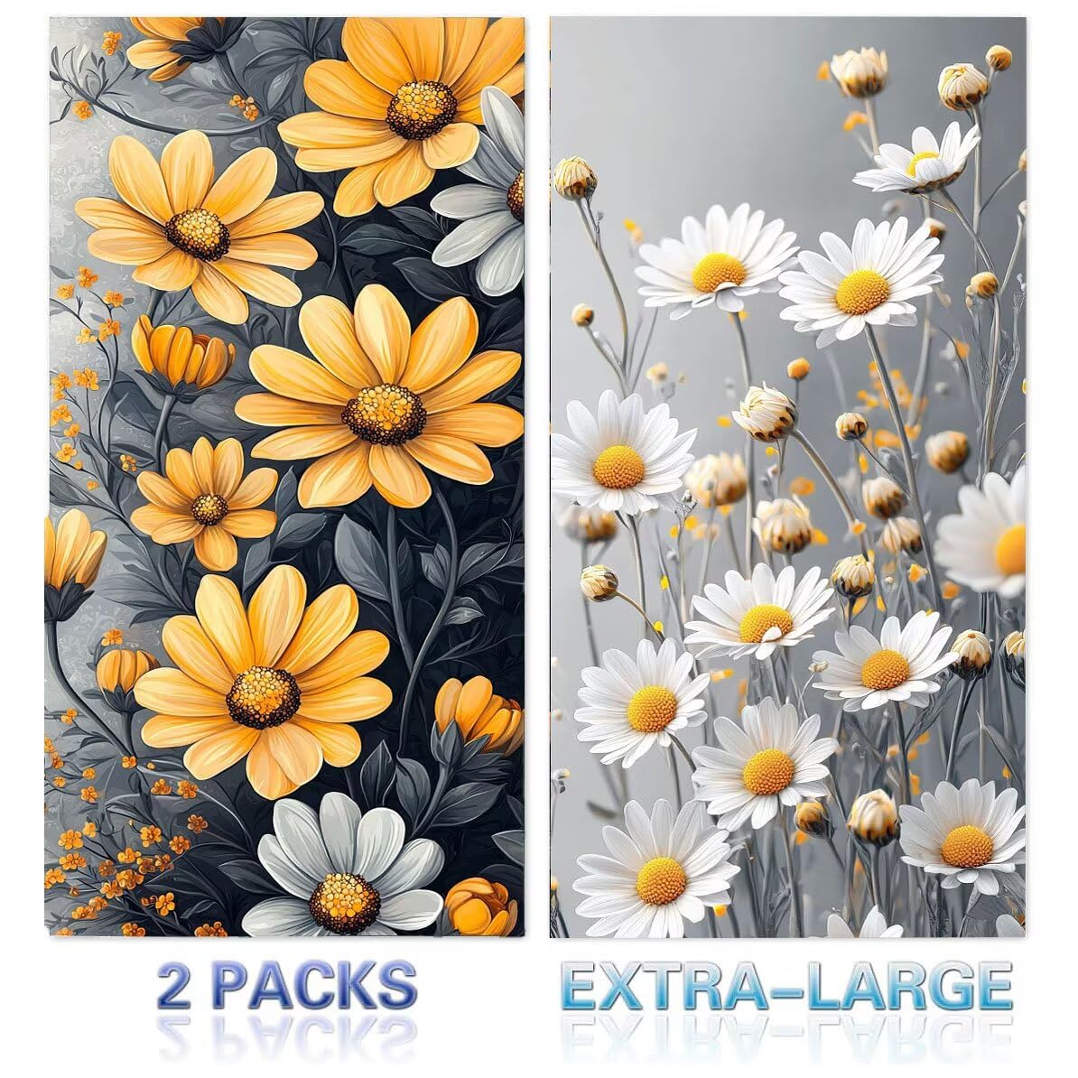 Ręcznik plażowy xxl 2 opakowania Duży ręcznik plażowy z mikrofibry 80 x 160 cm odporny na piasek, szybkoschnący, chłonny ręcznik kąpielowy, letni prezent (kwiaty stokrotki) B-194