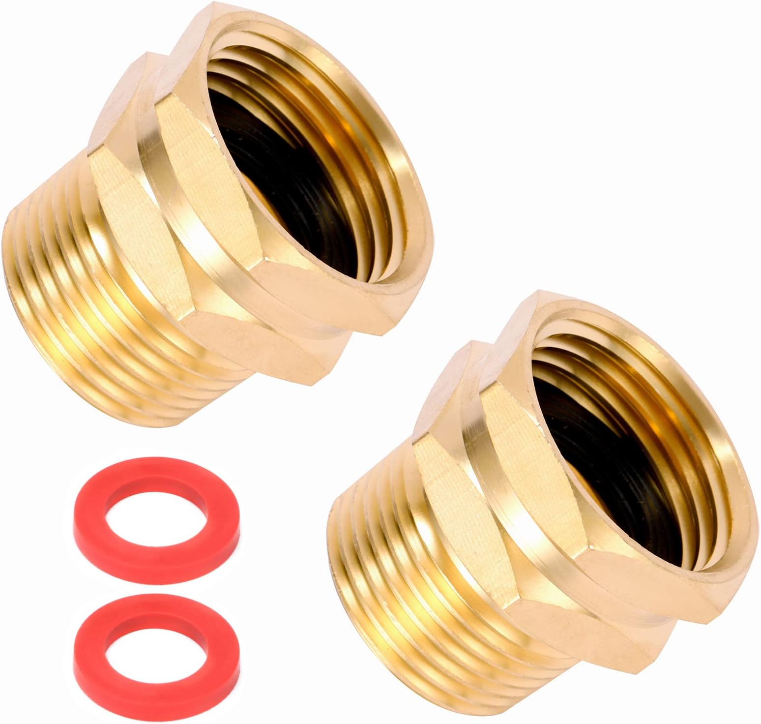 2 Pack Brass Garden Hose Adapter, 3/4" GHT Female x 3/4" NPT Male Connector,GHT to NPT Adapter Brass Fitting,Brass Garden Hose to Pipe Fittings Connect
