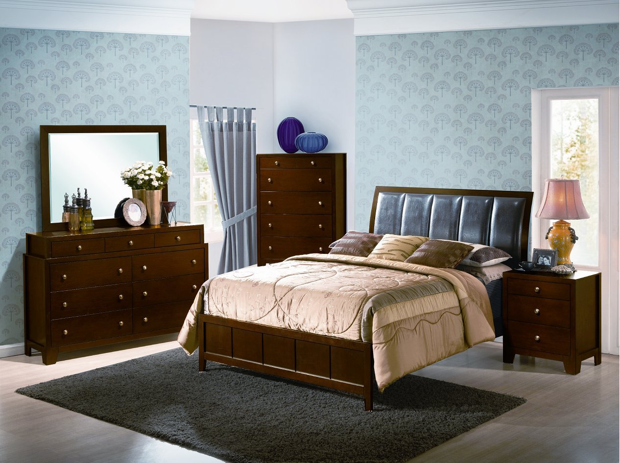 Yuan Tai5-Piece Bedroom Furniture Set, Includes Weber Bed with Leather Headboard, King