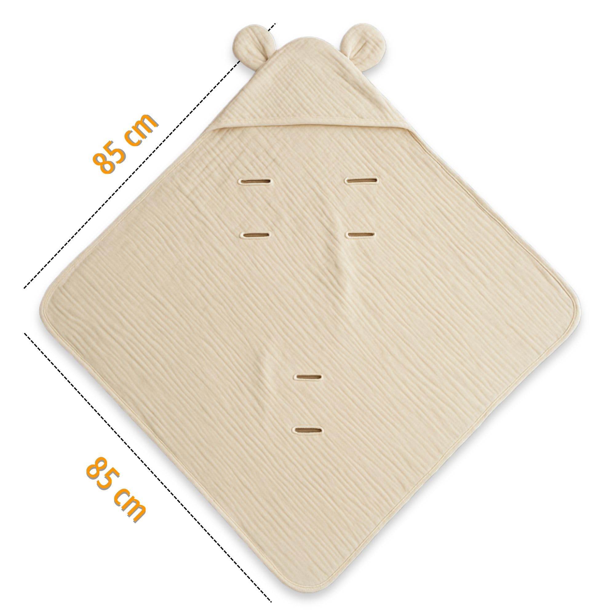Sacco ovetto coperta mussola 90x90 cm - copertina per passeggino bebe per seggiolino auto bambino o swaddle neonato 0-6 mesi universale e lavabile