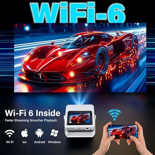 Miniatura 7 de Proyector con soporte 4K con WiFi y Bluetooth, Proyector inteligente portátil al aire con pantalla táctil, enfoque automático y control táctil,