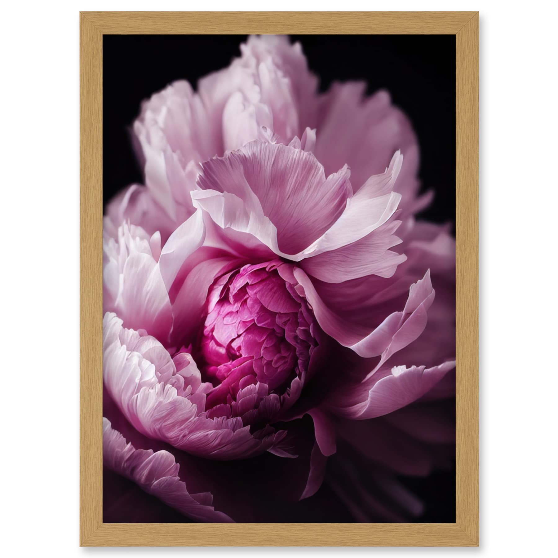 Doppelganger33 LTD Pink Peony Blooming Petals Macro Photograph Artwork Framed A3 Wall Art Print
