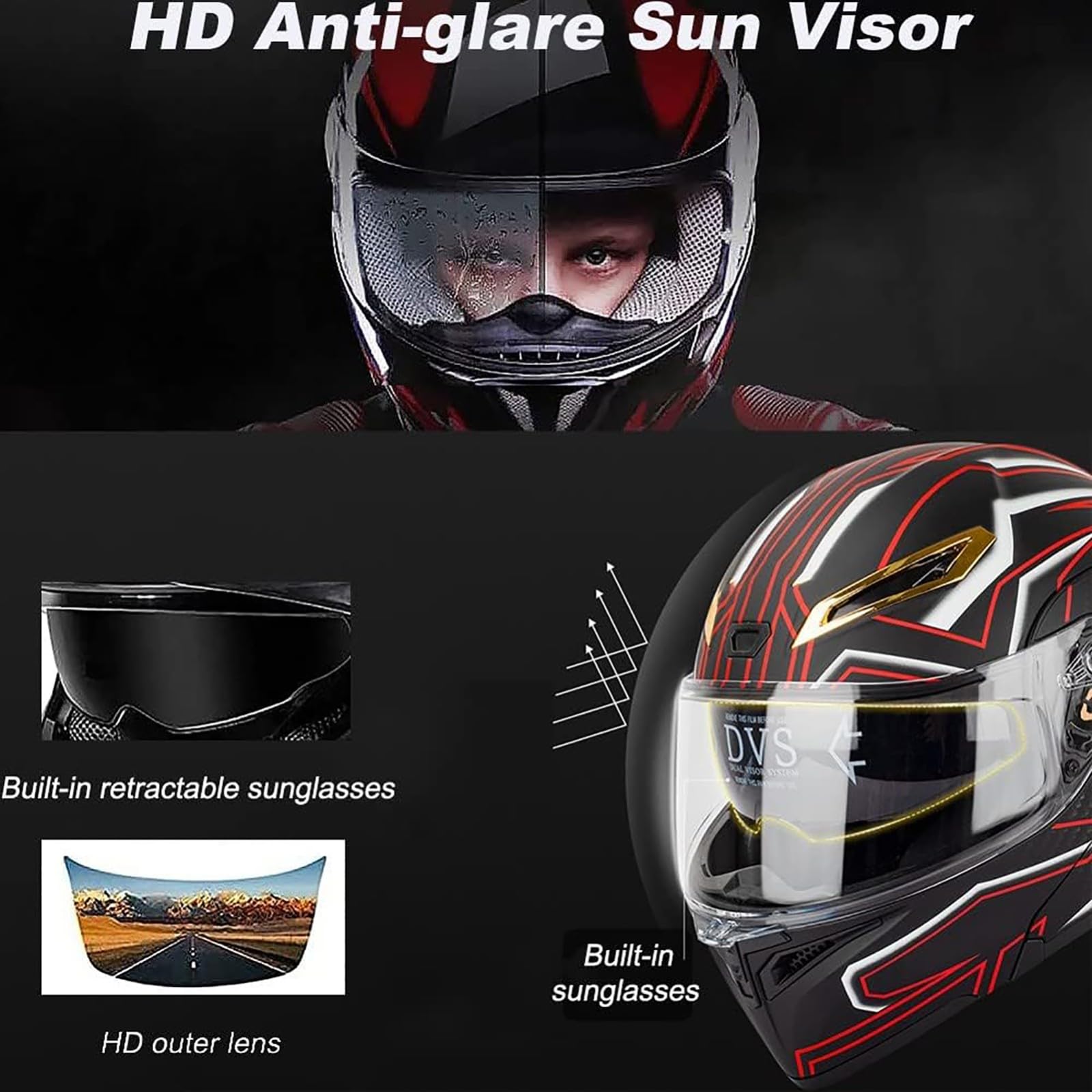 Modułowy, składany kask integralny do motocykli, sprawdzony pod kątem DOT, składany kask integralny do motocykli z podwójnym wizjerem