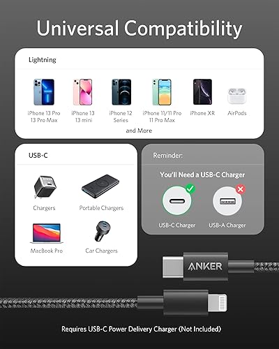 Miniatura 3 de Anker - Cable de carga de nailon USB-C a Lightning