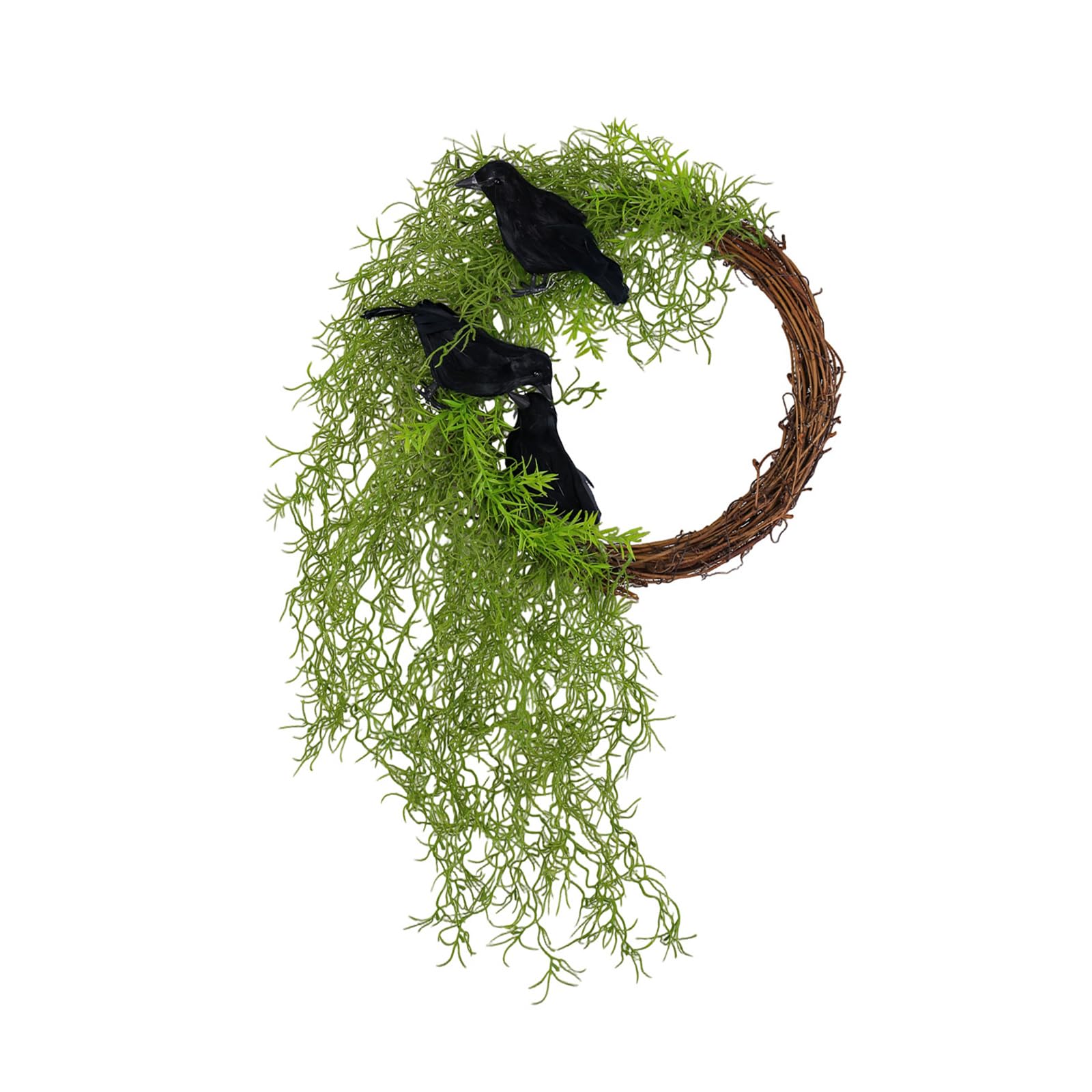 Realistic Artificial Crow Wreath Sturdy Outdoor Artificial Plant Garlands for Outdoor Garden Wall Decors Vine Rings Mysterious Vine Rings Patios Decoration