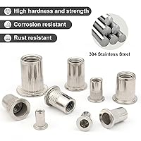 Vista 3 de 8 piezas de tuerca de remache de 1/2-13UNC, 304 de acero inoxidable, inserto roscado, cuerpo moleteado (VG30520)