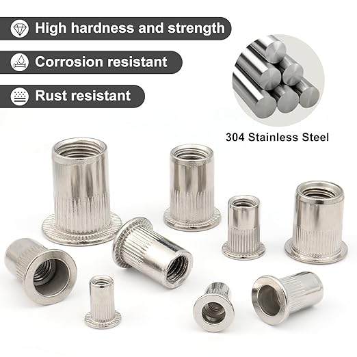 Kit de 80 tuercas remachables SAE VGBUY acero inoxidable 304 miniatura 3