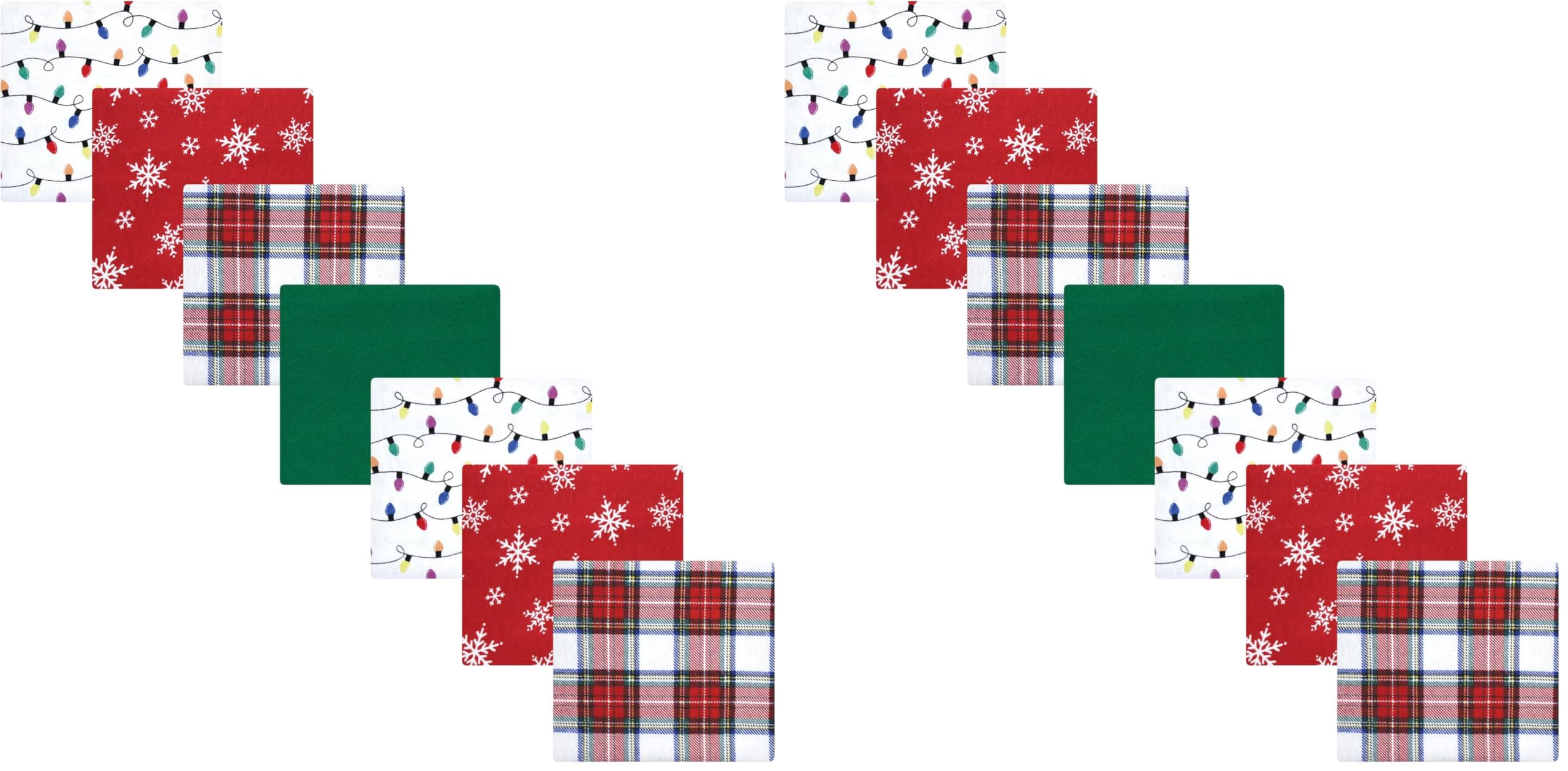 Hudson Baby Unisex Baby Cotton Flannel Receiving Blankets Bundle, White Tartan, One Size (Pack of 2)