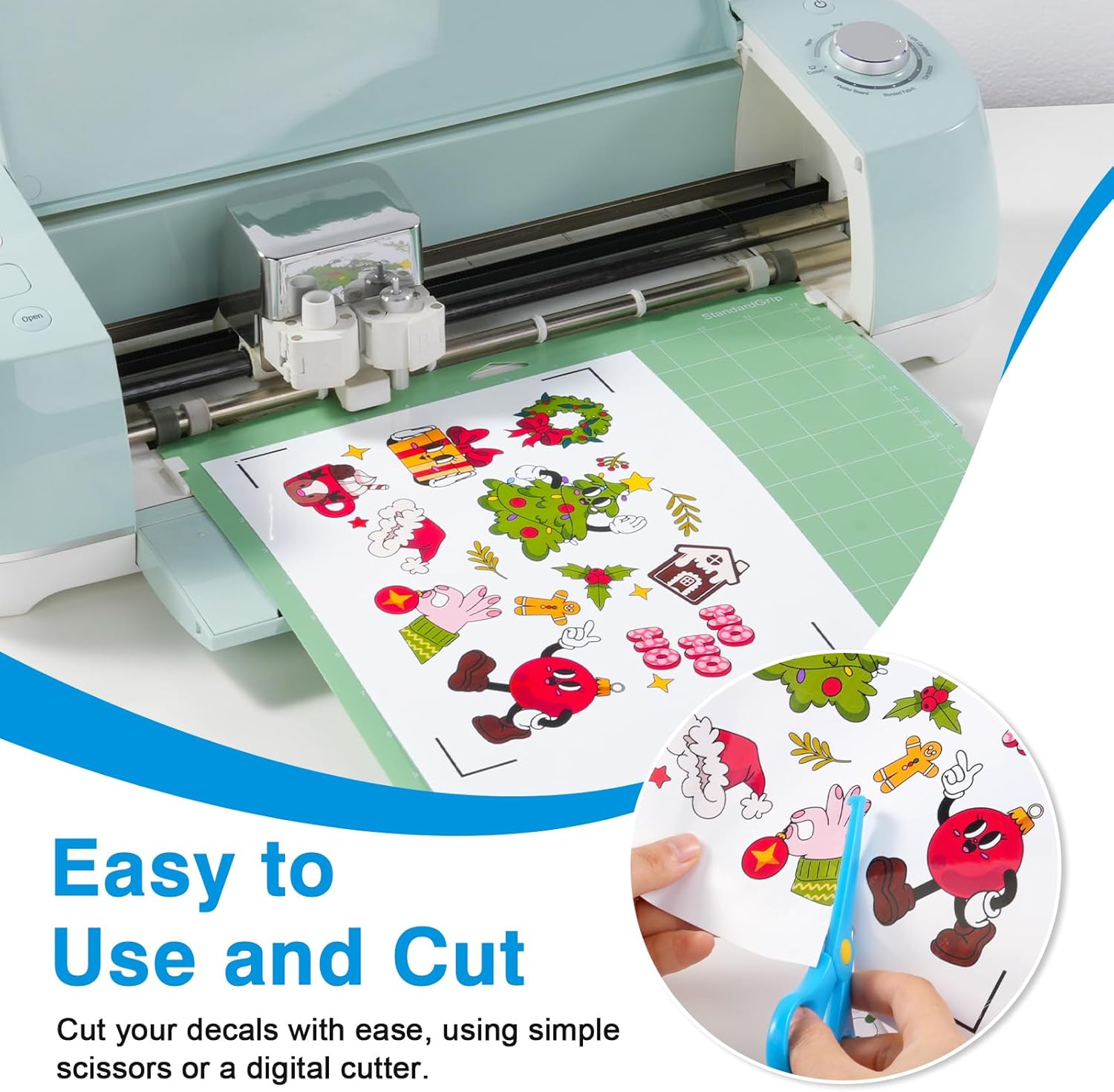 QYH Printable Vinyl Sticker Paper for Inkjet Printer - 110 Sheets Glossy White Waterproof Self-Adhesive Sticker Paper, 8.5"x11" Letter Size for Custom Decals, Labels & Crafts