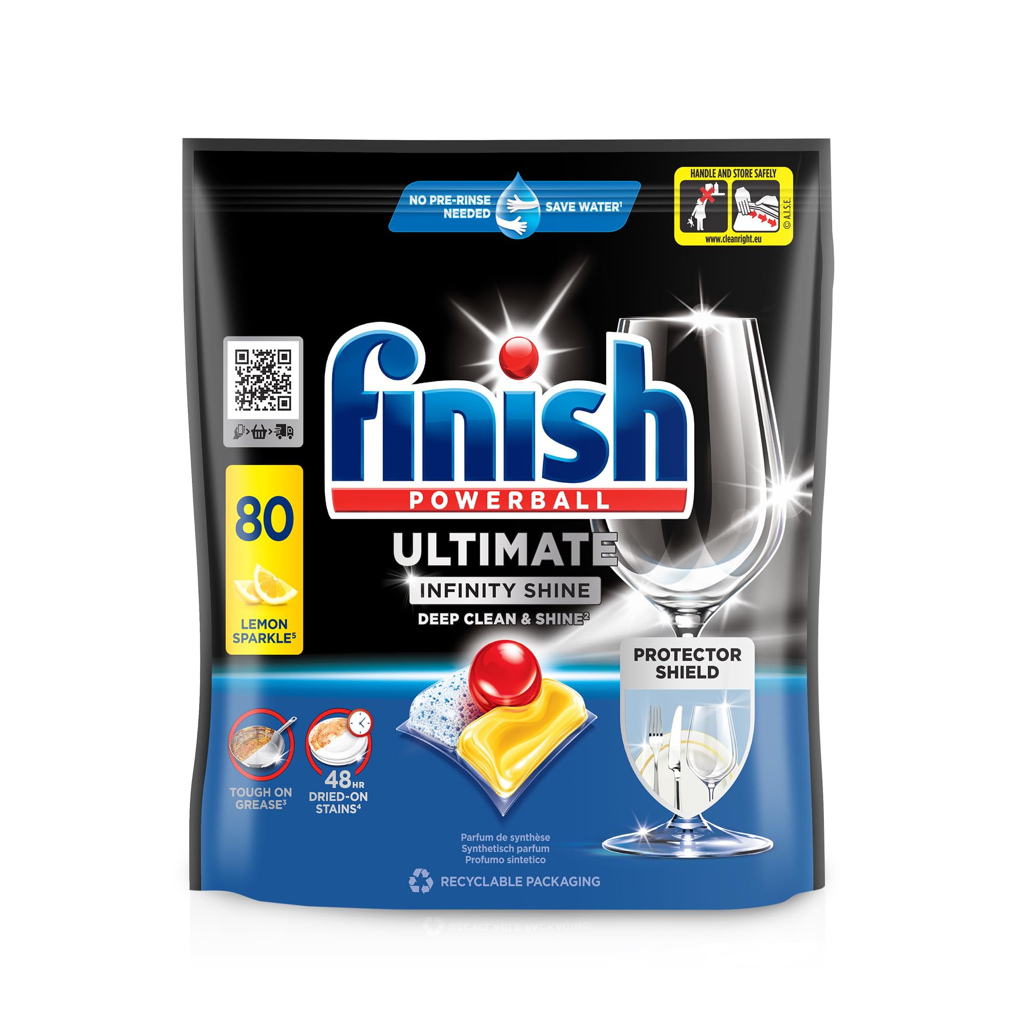 Finish Ultimate Infinity Shine Citrus Spülmaschinentabs – Geschirrspültabs für ultimative Reinigung, Fettlösekraft und Glanz mit Schutzschild – Sparpack mit 240 Tabs (3x80 Stück)