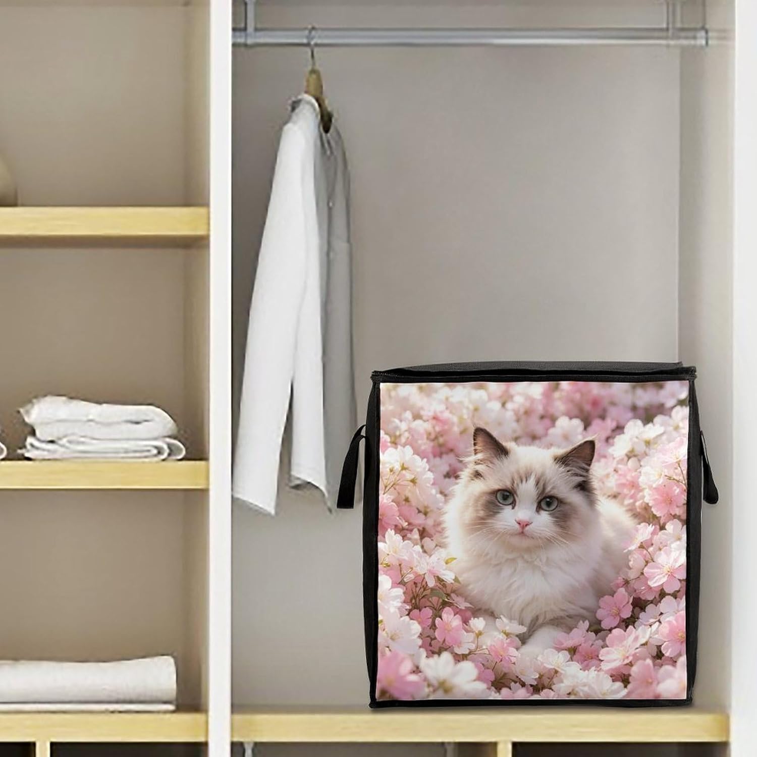 Garden Kitten Storage Bags Moving Bags Storage Bins | Comforter Storage Bag Reinforced Handles & Zippers Foldable Closet Organizers and Storage for Blanket Pillow Clothes