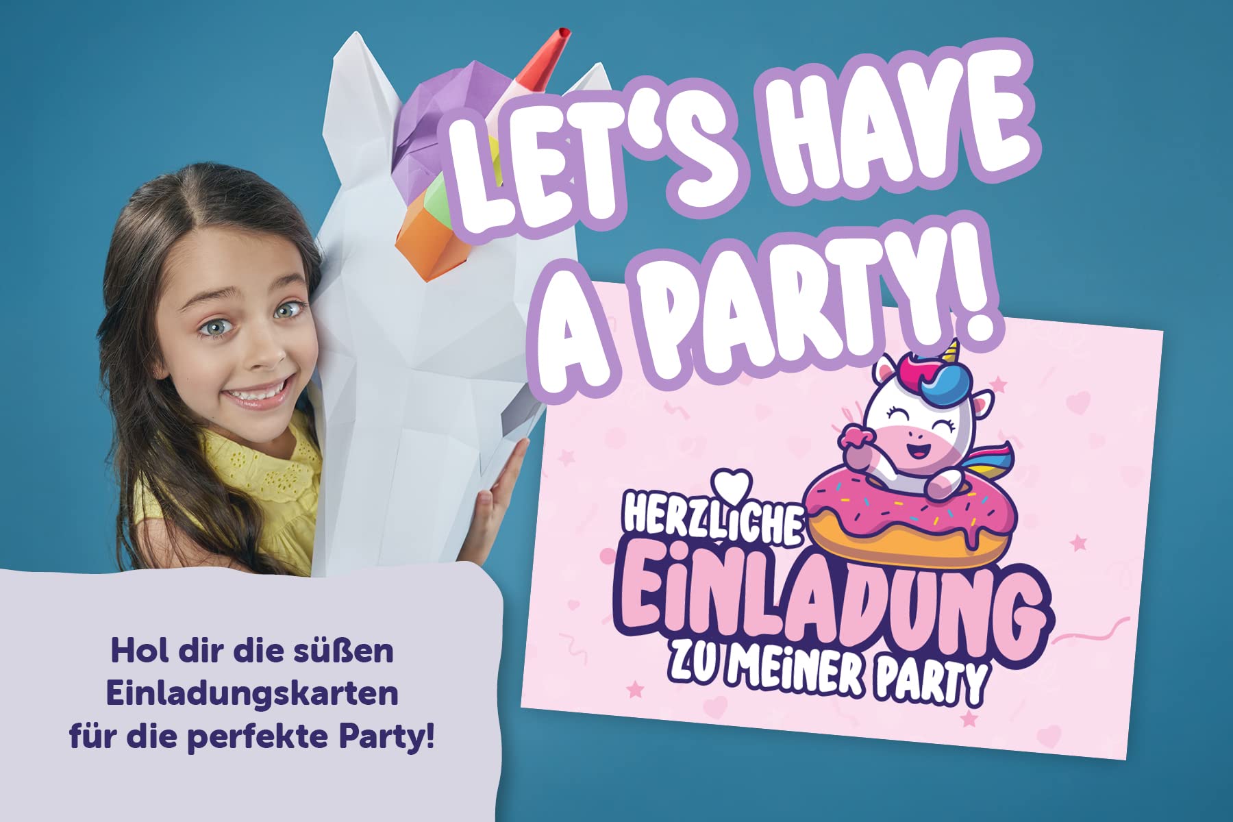 INVITATION POUR ANNIVERSAIRE - Enfant - Fille - Licorne - C?ur - 10