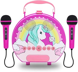 Kids Karaoke Machine for Girls Boys with 2 Microphones Toddler Singing Karaoke Toys Children Karaoke Singing Machine Recording Voice Changing Speaker for Party Birthday Festival Gift