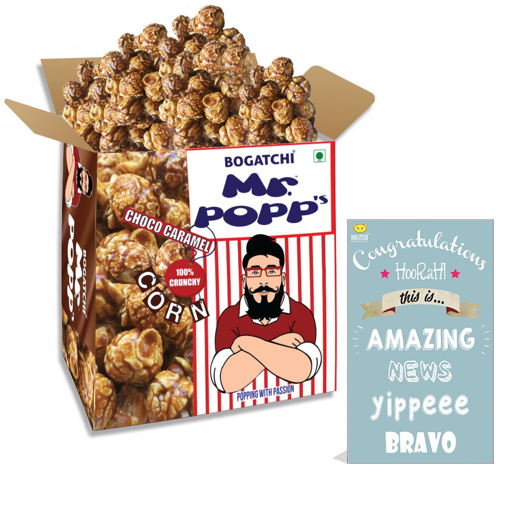 BOGATCHI Mr.POPP's Dark Chocolate Popcorn, 100% Crunchy HandCrafted Gourmet Popcorn Snacks | NO Microwave needed | Best Movie / TV Time Snack, Perfect Congratulations Gift , 250g + FREE Congratulations Greeting Card-picture-22