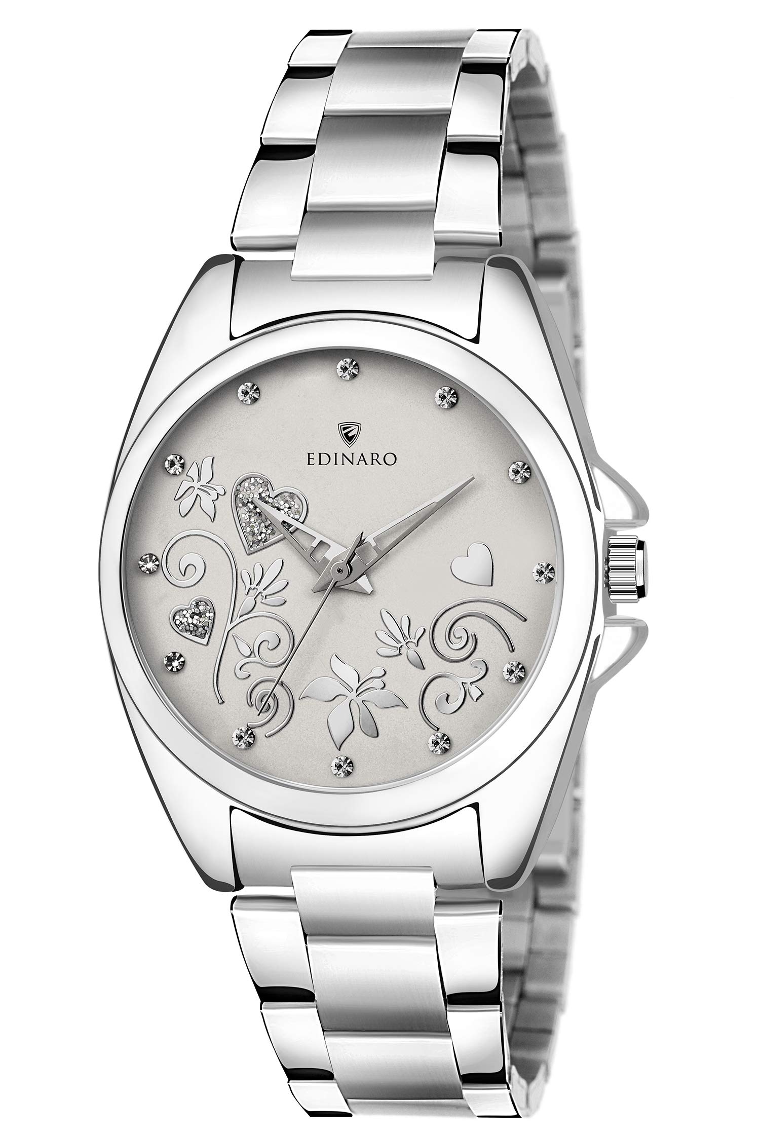 EDINARO Watches for Women Analogue Round Studded Dial with Stainless Steel Bracelet Strap Girls & Womens Wrist Watch (B085B3Z6XN) Amazon Price History, Amazon Price Tracker