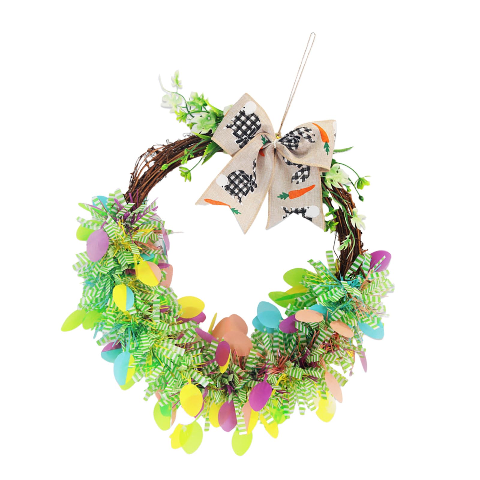 Buxuaaaa Easter Egg Stripes A Holiday Wreath With Colorful Eggs Strips Bows Designing Optional For Home And Store Front Decoration Holiday Decoration