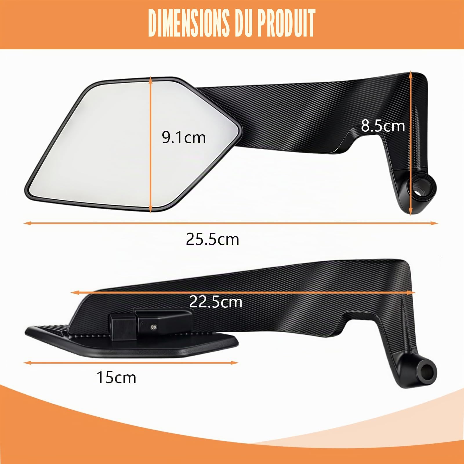 Rétroviseurs Latéraux de Moto Rotatifs Réglables Universels | Compatible avec Z650 Z900 Z1000 Duke 390 790 1290 X-Max 250 300 MT-07 MT-09 MT-10 CB 650R 1000R