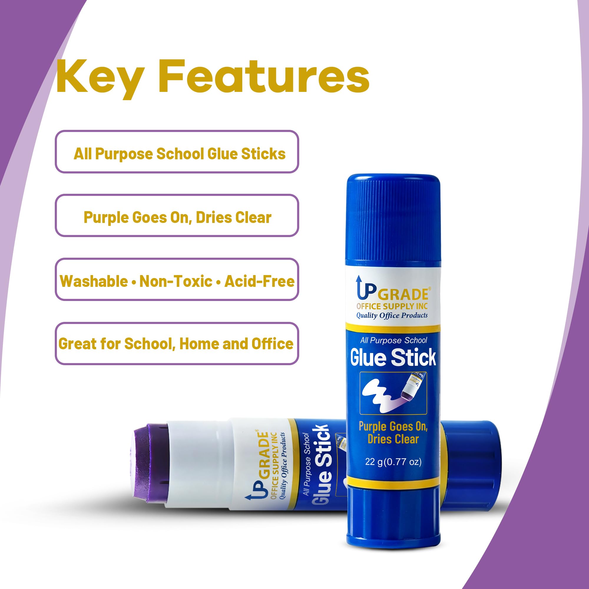 Purple Glue Sticks - 3 Count, Clear Drying -6