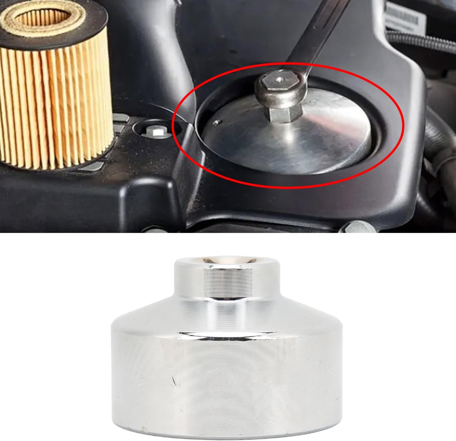 32mm Socket Oil Filter Wrench, 6-Point 3/8" Drive Oil Filter Removal Tool, Low Profile Drive Socket Fuel Filter Wrench for GM, Audi, BMW, Ford, Volkswagen,Pontiac Chevrolet,Saturn,Saab,Chevy