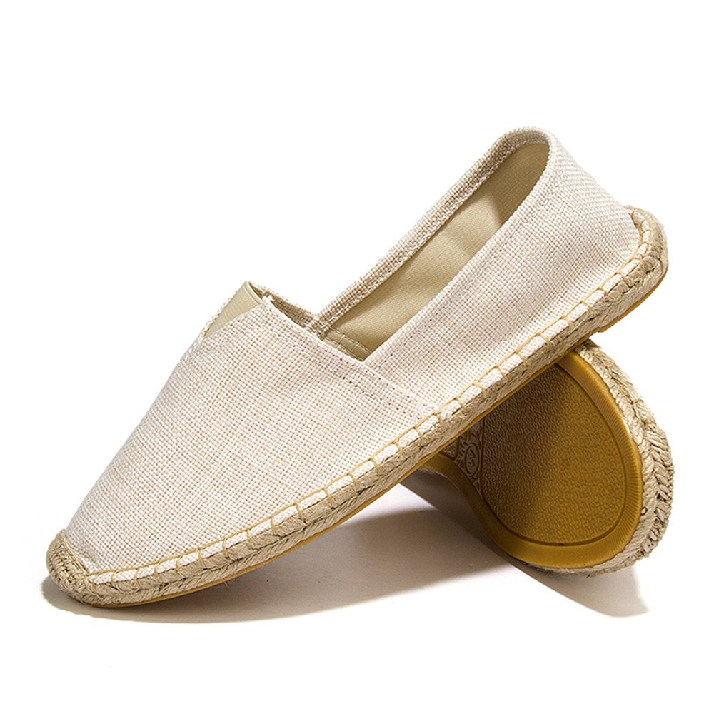 Paille Chaussures de plage en lin pour homme et femme Espadrilles plates à enfiler