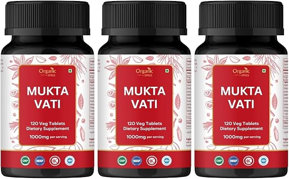 ORGANIC SPREE Mukta Vati 120 Tablets Ayurvedic Blend Supports Heart Health & Blood Pressure Balance* - Pack of 3