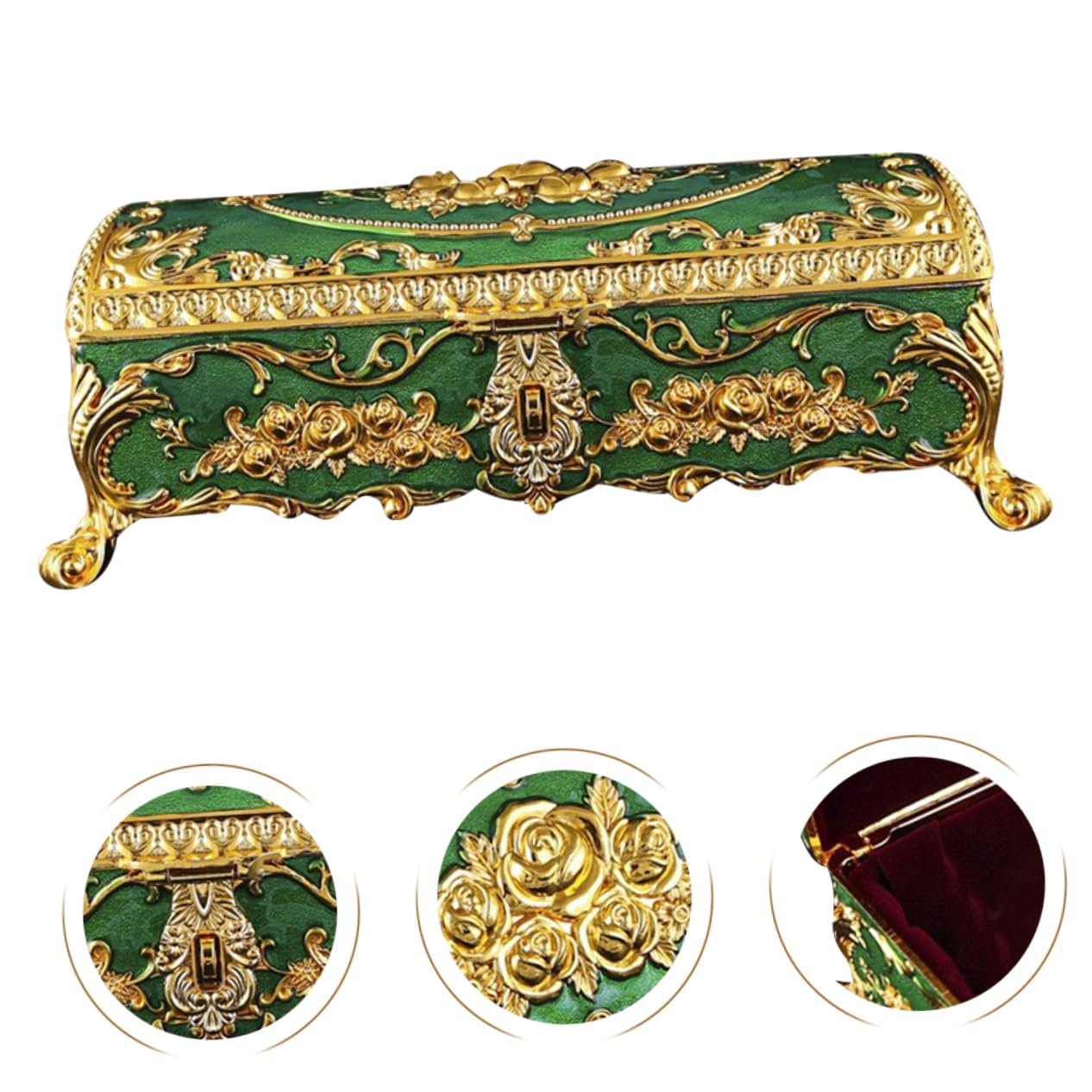 Holibanna Vintage Schmuckschatulle Im Europäischen Stil, Schatzorganisator Mit Fuß Für Die Kommode