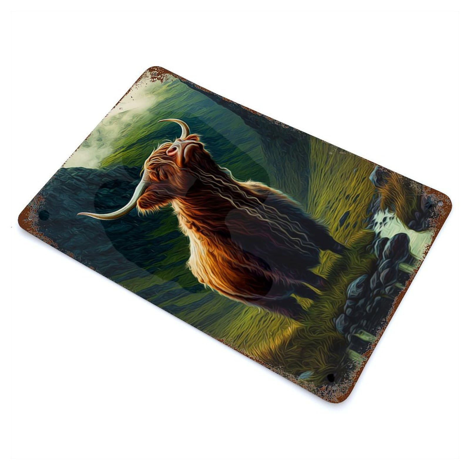 Rust Effect Yak Distressed Metal Wall Sign 11.8"x7.9", Decorative Metal Wall Art for Living Room, Hallway And Home Decor