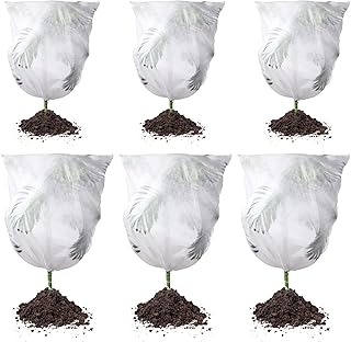 6 Pieces Plant Freeze Protection Cover Winter Drawstring Plant Frost Cloth Protection Cover Garden Reusable Non-Woven Fabric Shrub Frost Warm Blanket (39.4 x 47.2 Inch, 55.1 x 47.2 Inch)