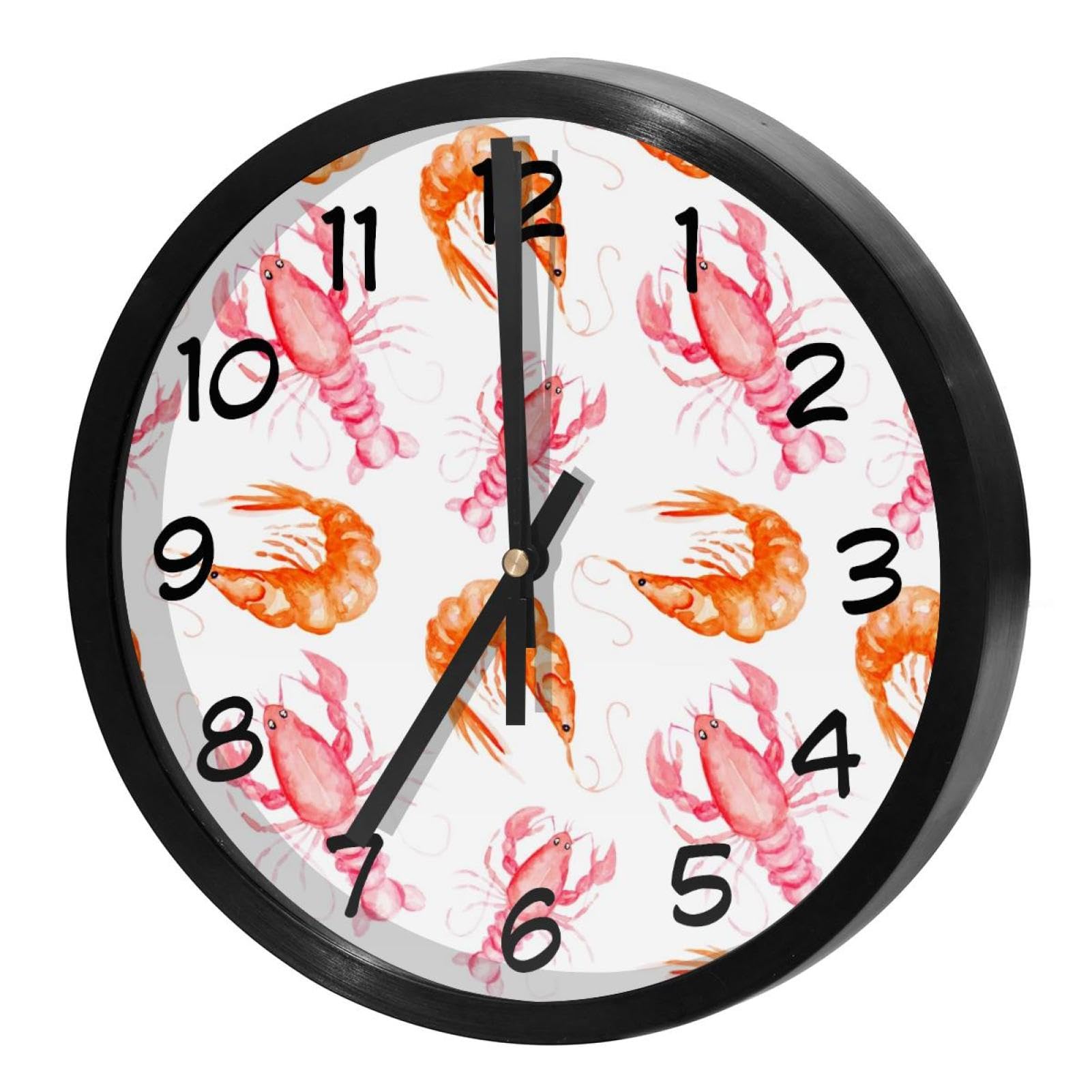 Horloge murale silencieuse à quartz écrevisses rouges et crevettes