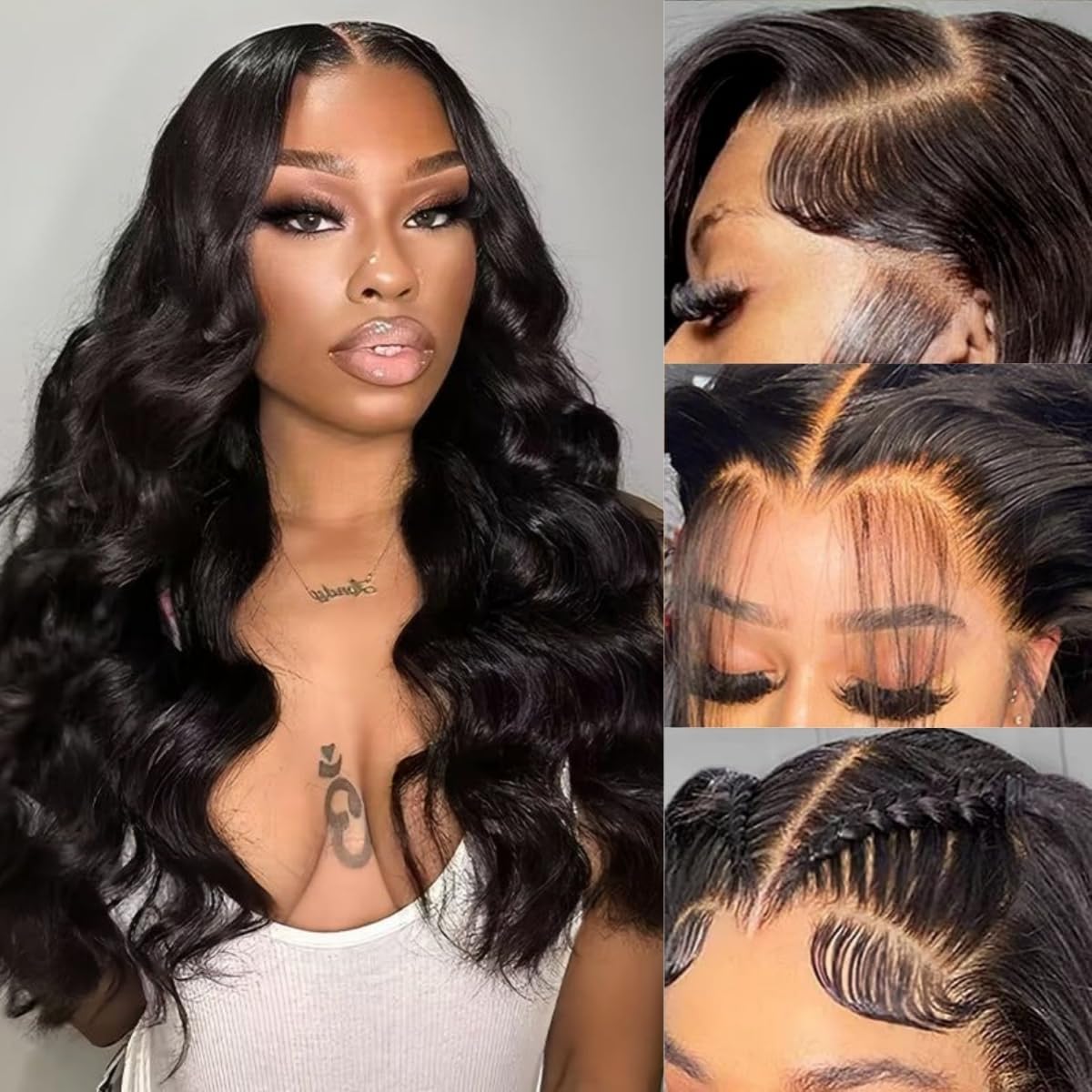 Hoisali Body Wave Lace Front Wigs Human Hair Pre Plucked 220% Density 13x6 HD Lace Front Wigs Glueless Frontal Wigs Human Hair Pre Plucked Bleached