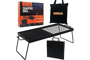 Adv Seeka 24 Inch Heavy Duty Folding Campfire Grill Grate and Griddle...