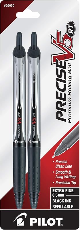 Precise V5 RT Rollerball Pens, Black, Pack of 2