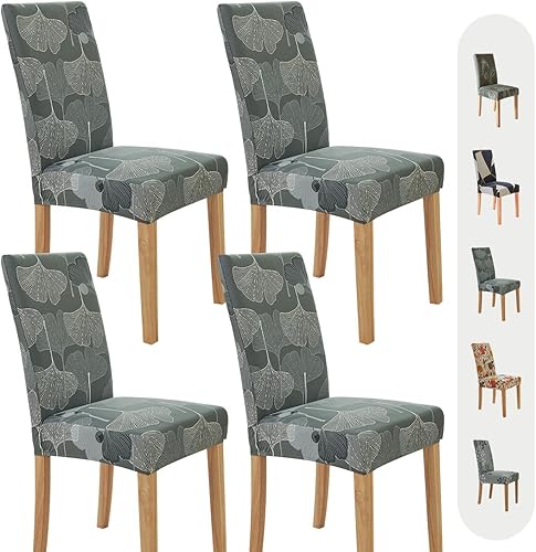 Vista 13 de Secgo - Juego de 4 fundas para sillas de comedor, funda elástica para silla de comedor, fundas lavables de elastano para sillas de cocina Parsons