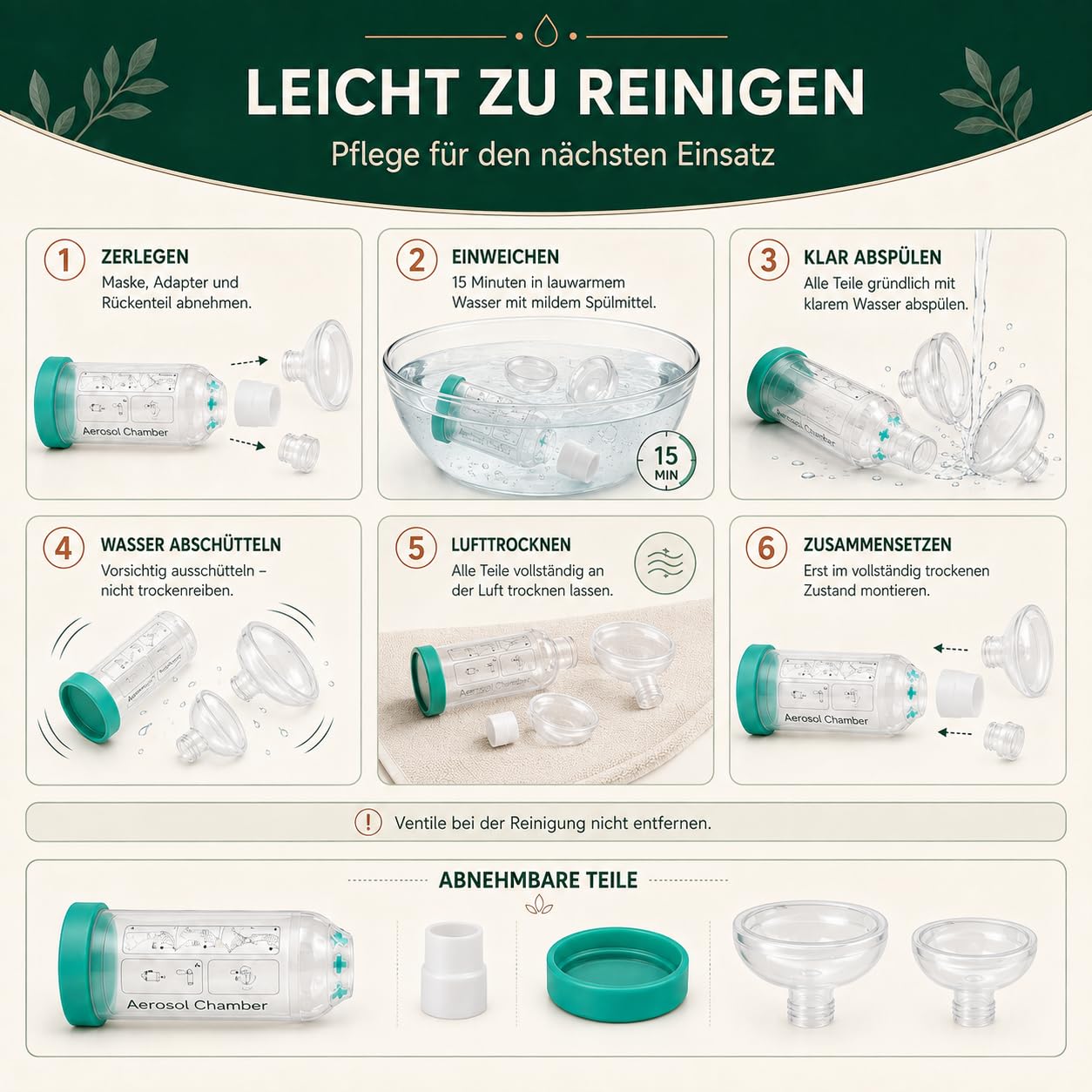 Katzen Inhalator Spacer Aerosolkammer mit 2 Silikonmasken Gruen | Medizinisches Silikon, Antistatische Kammer, Geräuscharmes Design, Zwei Maskengrößen, Sichtbarer Atemindikator