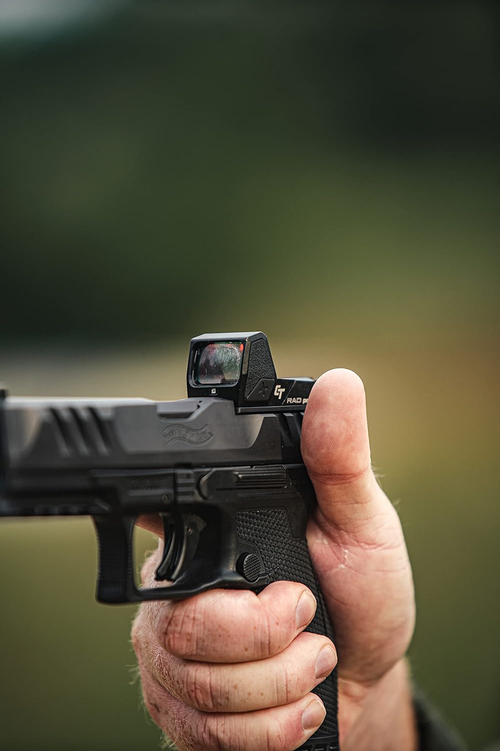 Crimson Trace RAD Open Reflex Pistol Sight with Auto Shutoff and Textured Sides for Full Size Handguns, Defensive Shooting and Competition