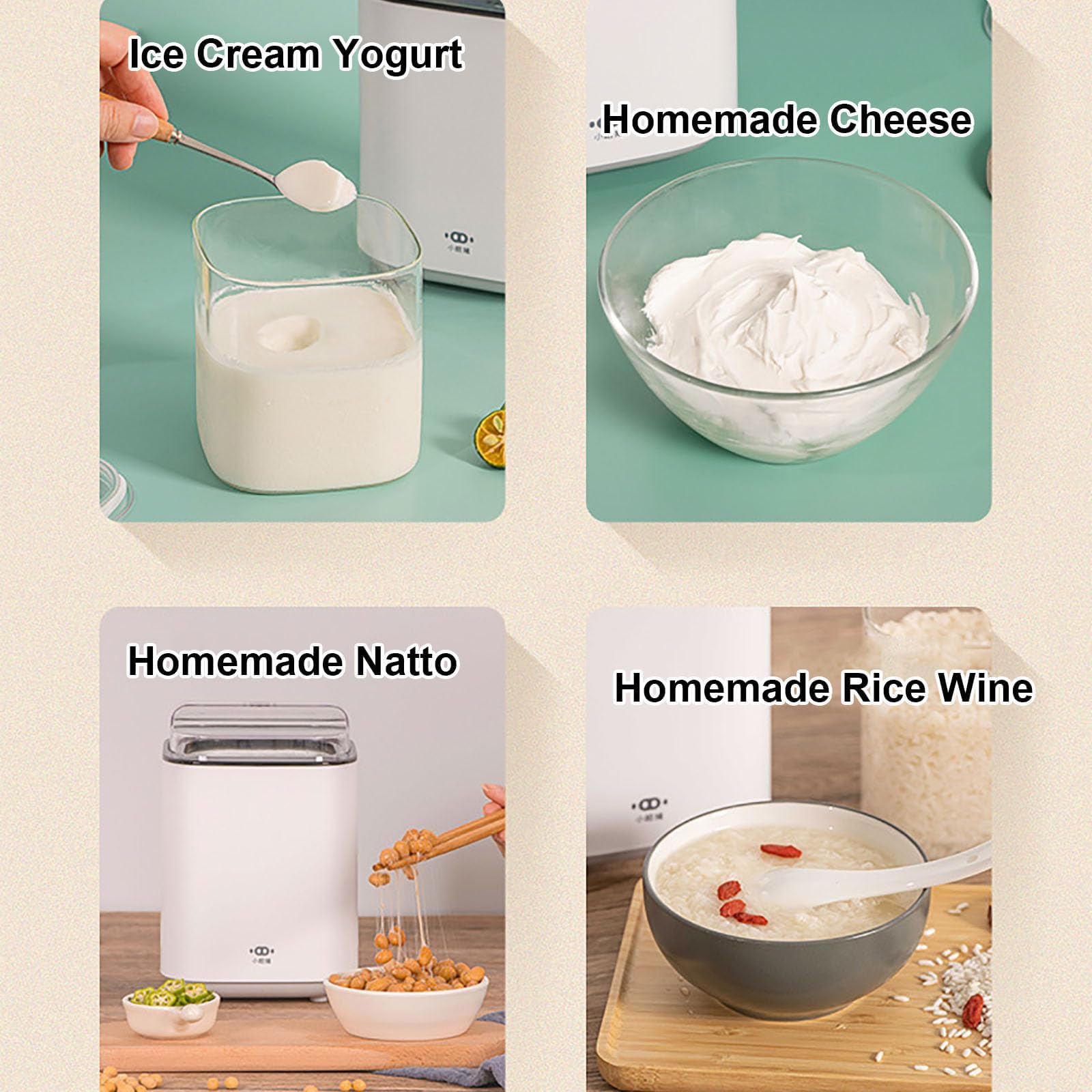 Máquina para Hacer Yogur Totalmente Automática, Máquina Inteligente para Hacer Yogur con Control De Temperatura, Capacidad De 800 Ml, para Yogur Griego Casero Y Yogur Vegano, Uso Doméstico.