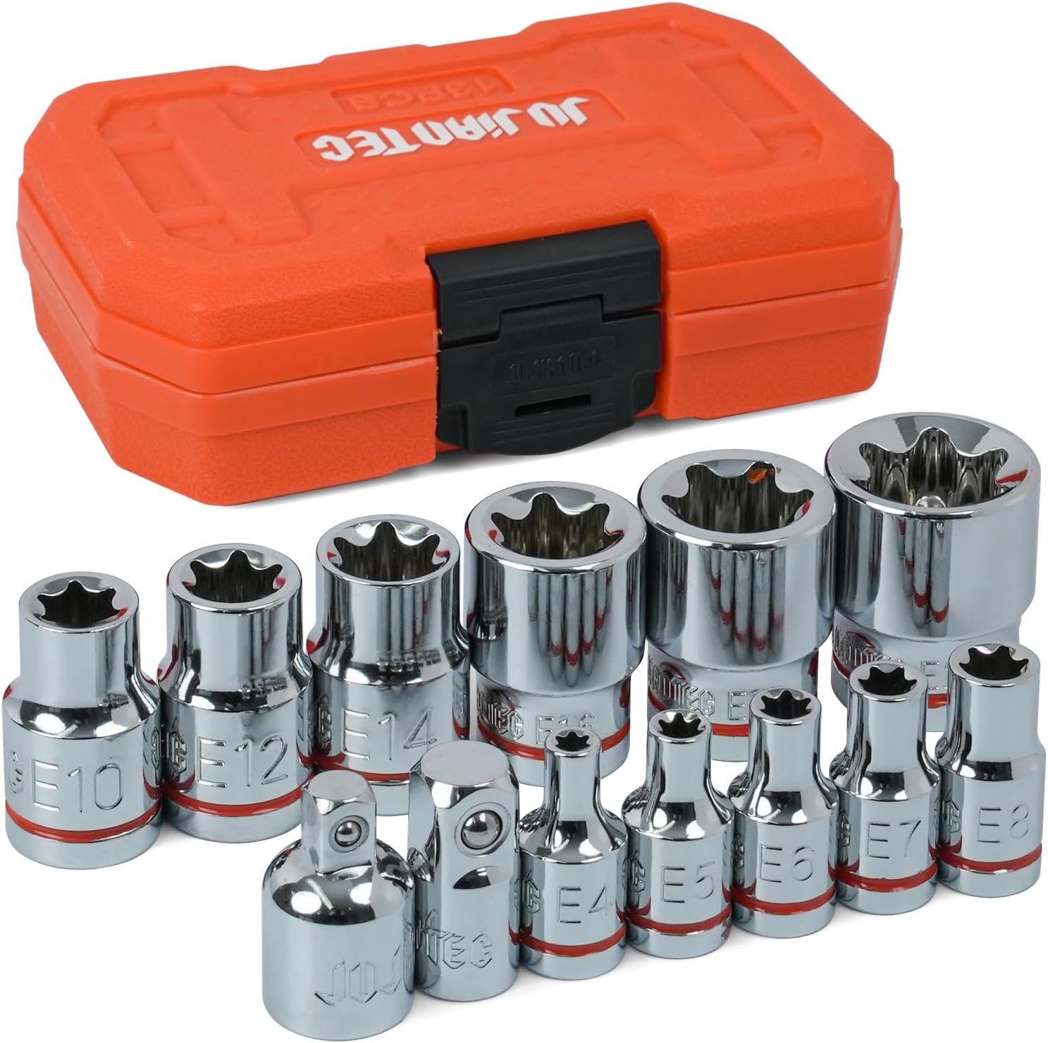 E-TORX Socket Set, 13 piece, Female Star Socket E4 - E20, Chrome Vanadium Alloy Steel, with Molded Case