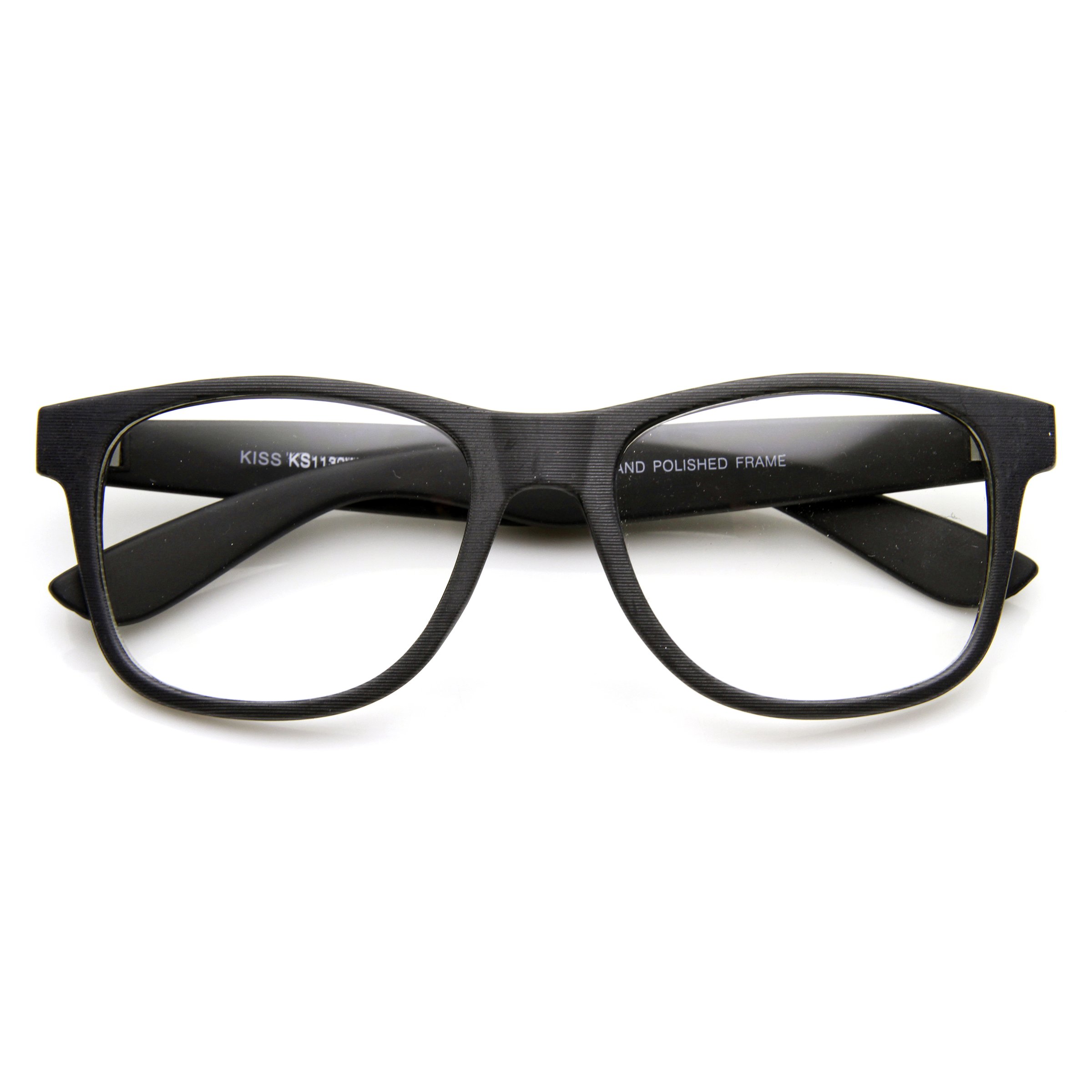 ZeroUVFlat Matte Classic Geek Nerd Glasses Horn Rimmed Eyeglasses UV400 Clear Lens (Black wood)